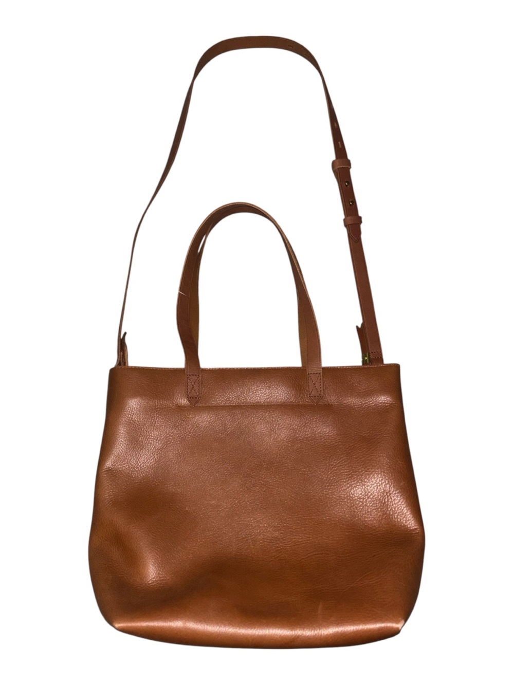 Madewell Medium Transport Tote English Saddle Brown Leather Crossbody Bucket Bag - Picture 8 of 11